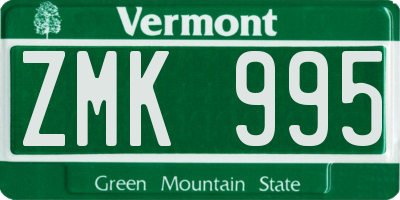 VT license plate ZMK995