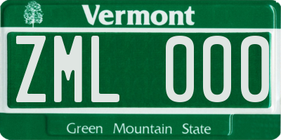 VT license plate ZML000