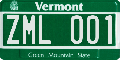 VT license plate ZML001