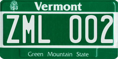 VT license plate ZML002