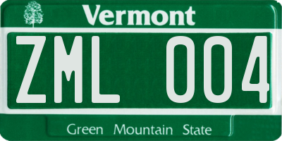 VT license plate ZML004