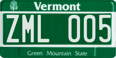 VT license plate ZML005