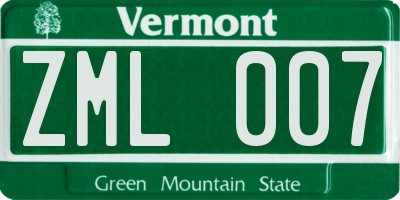 VT license plate ZML007