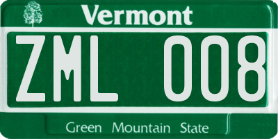 VT license plate ZML008