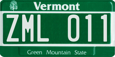 VT license plate ZML011