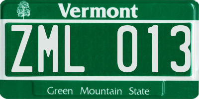 VT license plate ZML013
