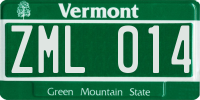 VT license plate ZML014