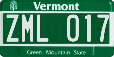 VT license plate ZML017