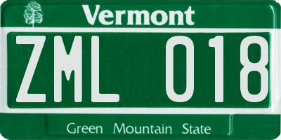 VT license plate ZML018