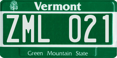 VT license plate ZML021