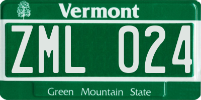 VT license plate ZML024