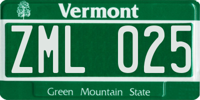 VT license plate ZML025