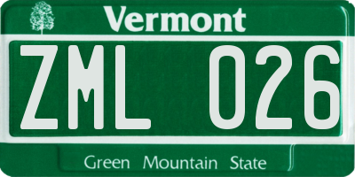 VT license plate ZML026