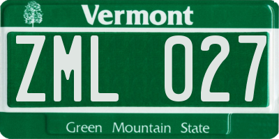 VT license plate ZML027