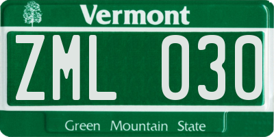 VT license plate ZML030