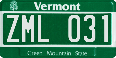 VT license plate ZML031