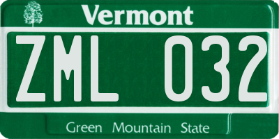 VT license plate ZML032
