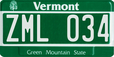 VT license plate ZML034