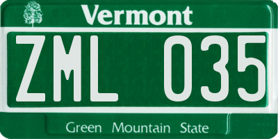 VT license plate ZML035