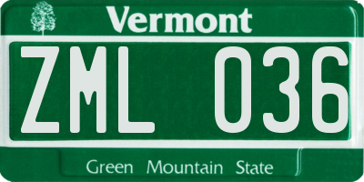 VT license plate ZML036