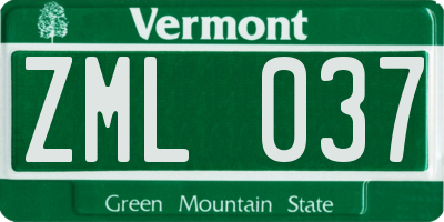 VT license plate ZML037