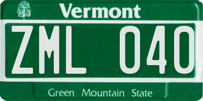 VT license plate ZML040