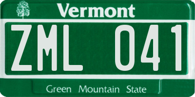 VT license plate ZML041
