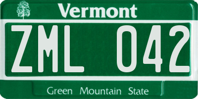 VT license plate ZML042
