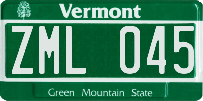 VT license plate ZML045