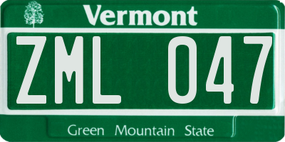 VT license plate ZML047