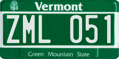 VT license plate ZML051