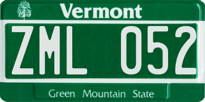 VT license plate ZML052
