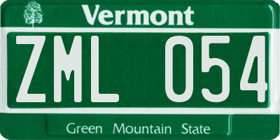 VT license plate ZML054