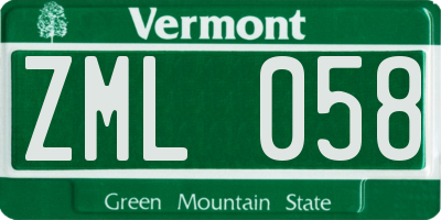 VT license plate ZML058
