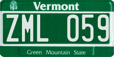 VT license plate ZML059
