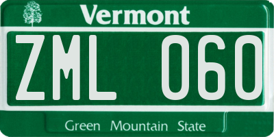 VT license plate ZML060