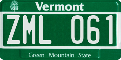 VT license plate ZML061