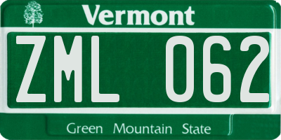 VT license plate ZML062