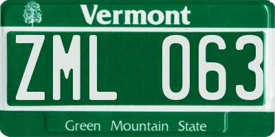VT license plate ZML063