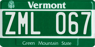 VT license plate ZML067