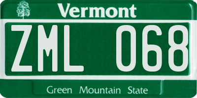 VT license plate ZML068