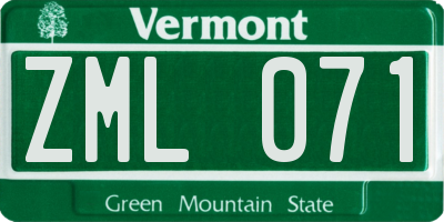 VT license plate ZML071