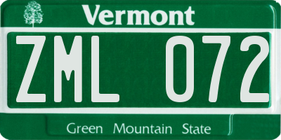VT license plate ZML072