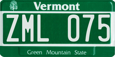 VT license plate ZML075