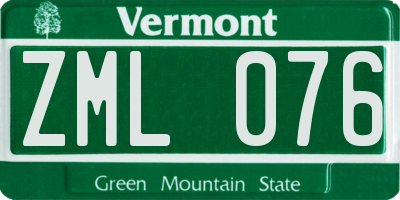 VT license plate ZML076