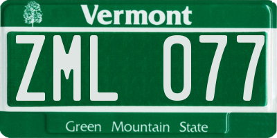 VT license plate ZML077