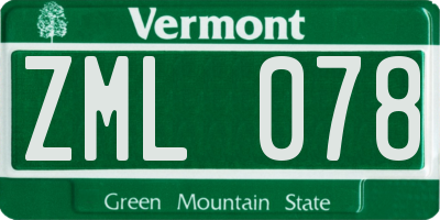 VT license plate ZML078
