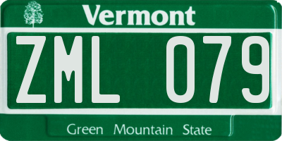 VT license plate ZML079