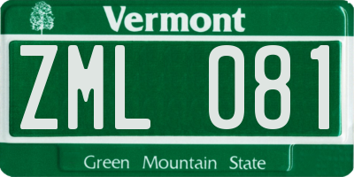 VT license plate ZML081