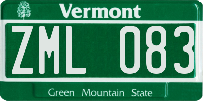 VT license plate ZML083